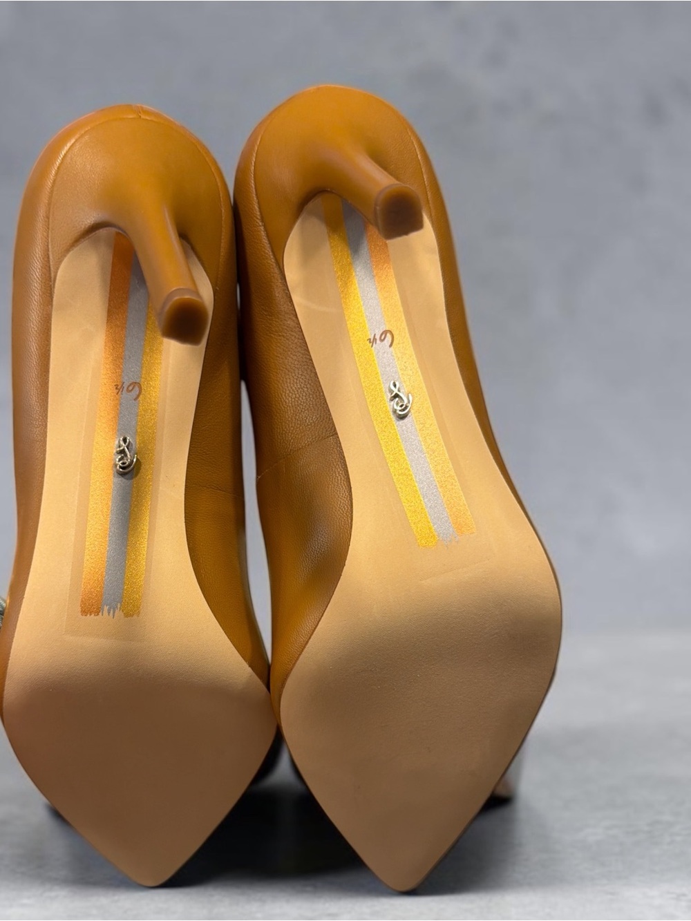 Sam Edelman Cognac Pointed-Toe Leather Pumps - Picture 5 of 6